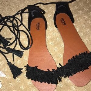 Never worn tie up sandals